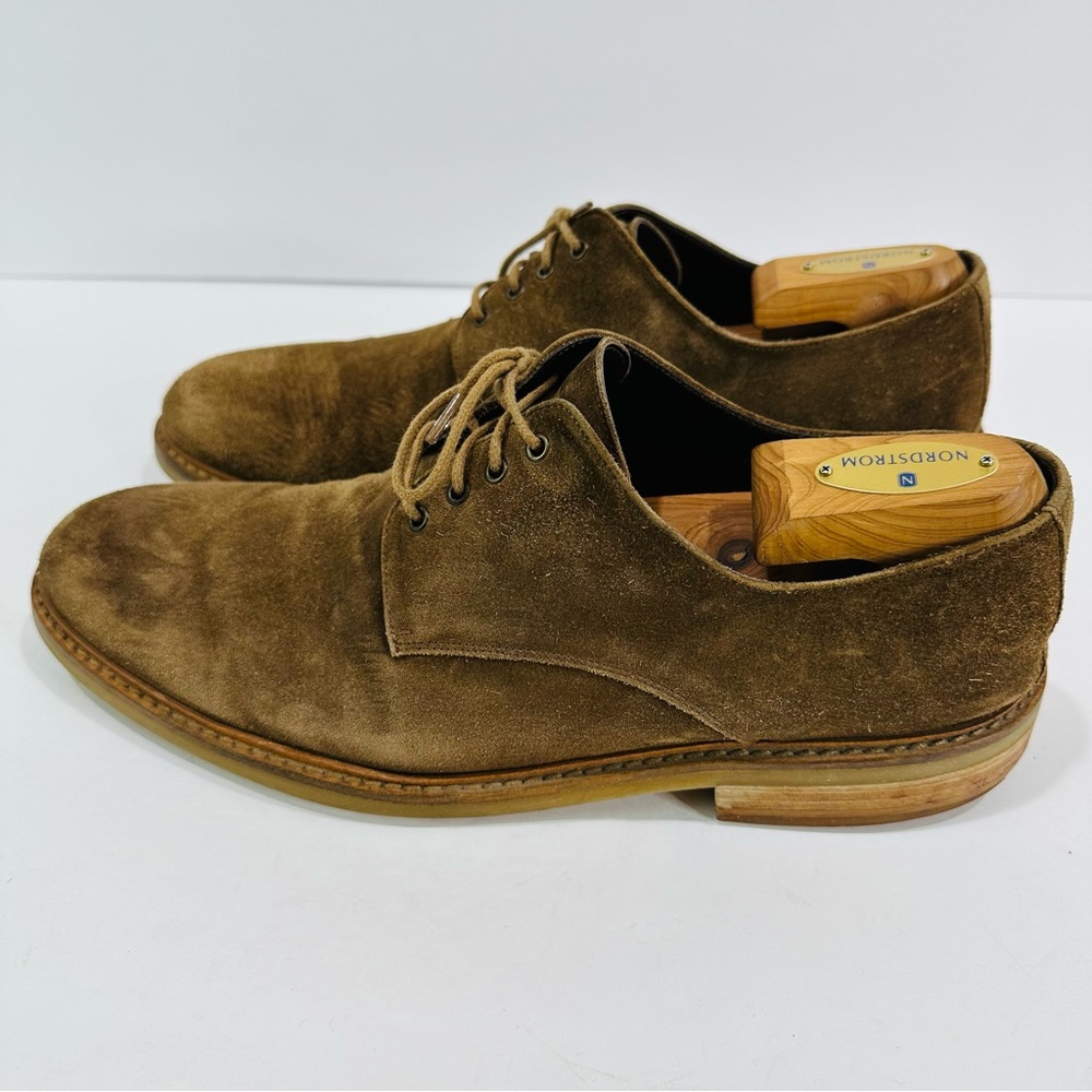 🩷 PETERSON MID BROWN SUEDE DERBY LACE UP MENS SIZE 10.5 TO BOOT NEW YORK ITALY - Picture 5 of 12